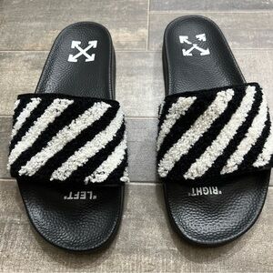 Off-White Monochrome Striped Slides